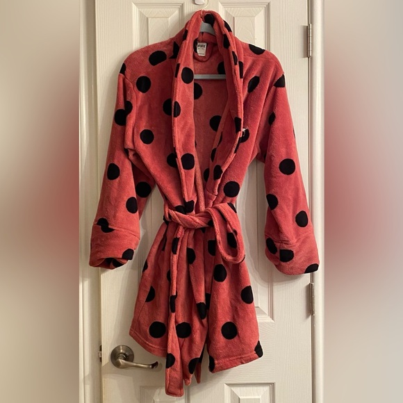 PINK Victoria's Secret Other - “PINK” Plush Polka- Dot Ladies Robe, Size Medium-  Large